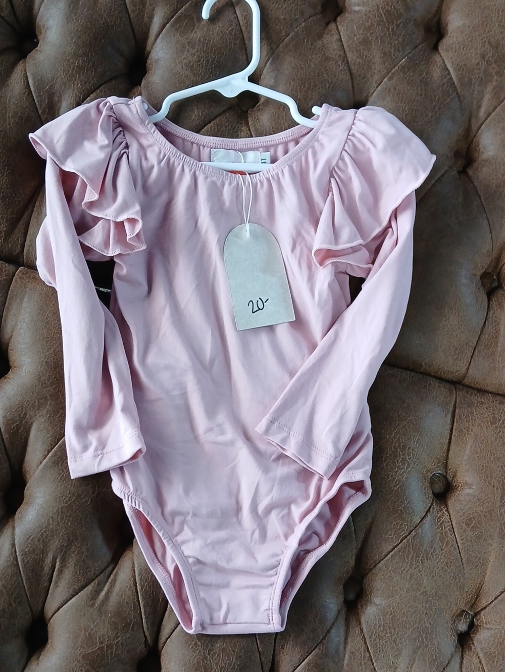 Girls' Pink Long-Sleeve Ruffle One-Piece Bodysuit